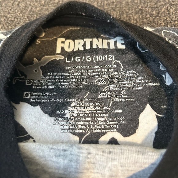 FORTNITE Boys Size Large 10/12 T-Shirt Graphic Print #0101531 Grey White - Picture 4 of 7
